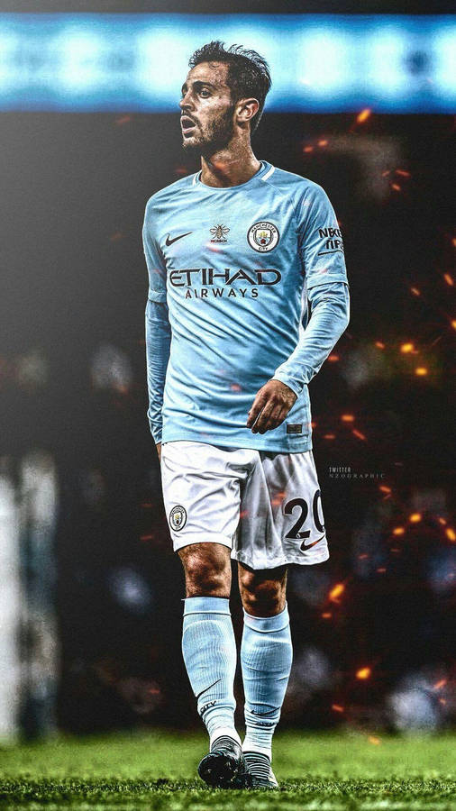 Bernardo Silva In Blue Walking On The Field Wallpaper