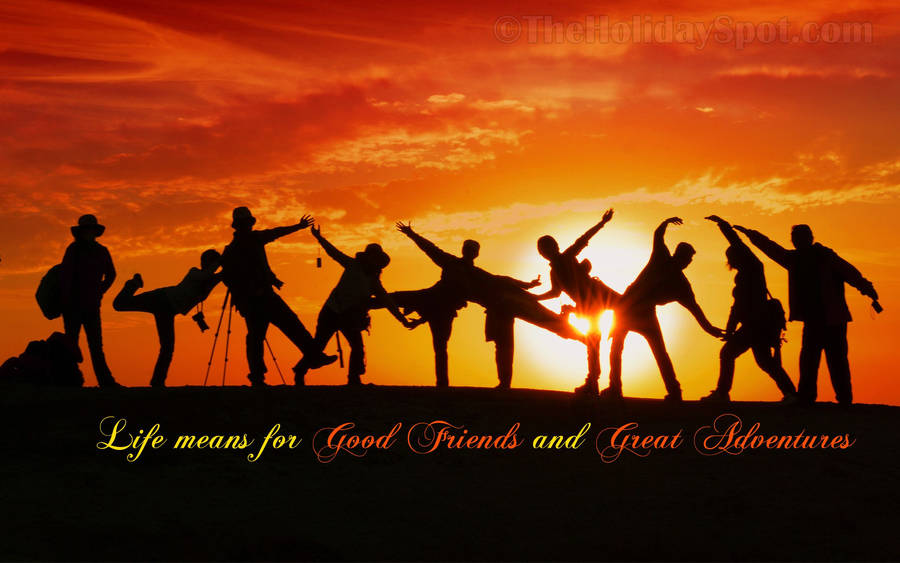 Best Friend Silhouette In Sunset Wallpaper