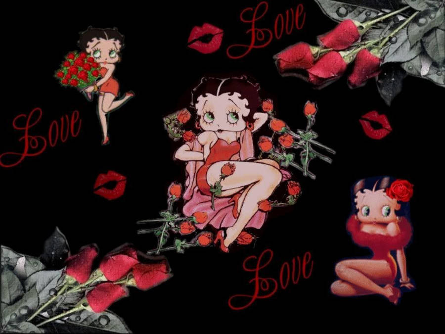 Betty Boop Love Rose Wallpaper