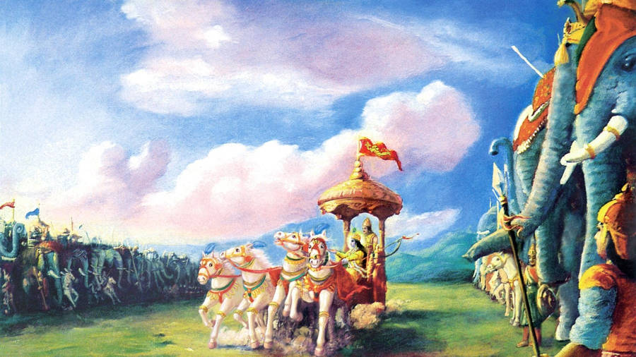 Bhagavad Gita Rows Of War Elephants Wallpaper