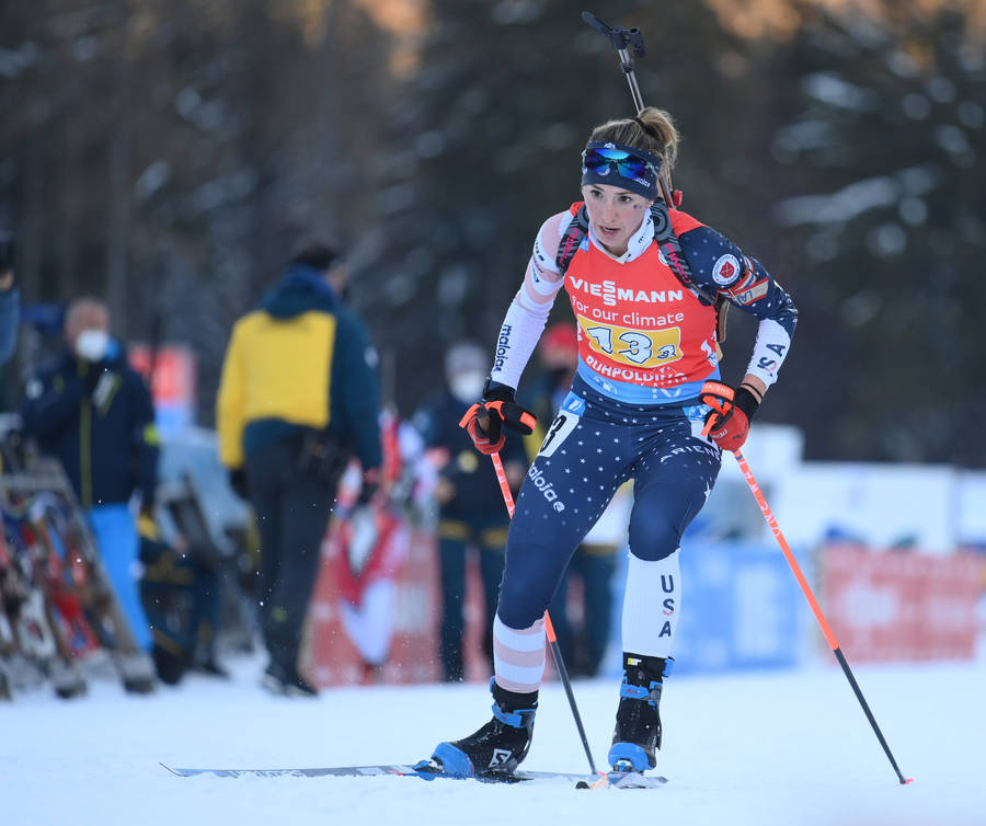 Biathlon Athlete Deedra Irwin Competing At The Ibu World Cup Wallpaper