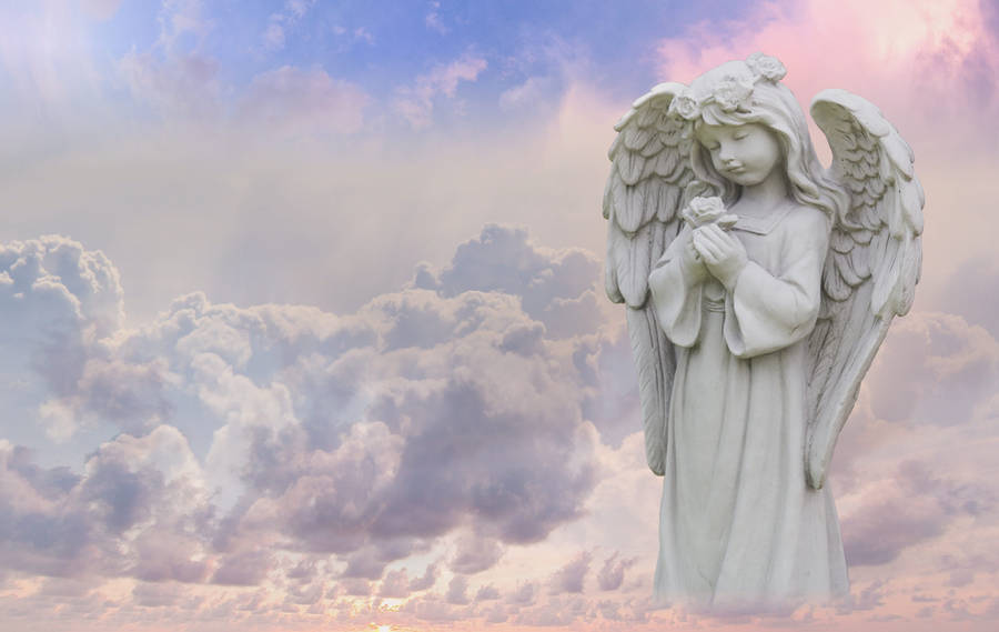 Biblical Angel Little Girl Statue Wallpaper