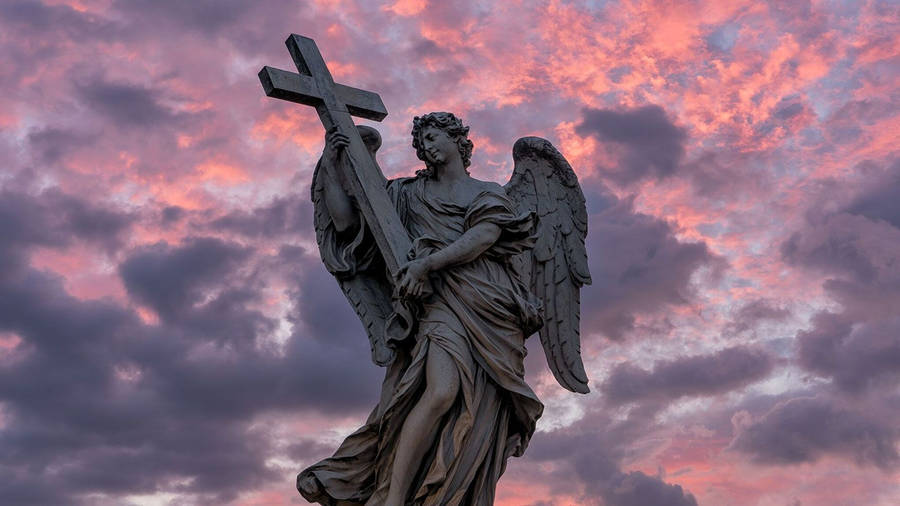 Biblical Angel Statue Wallpaper