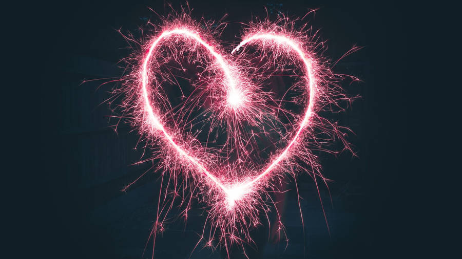 Big Pink Heart Shaped Sparkle Wallpaper