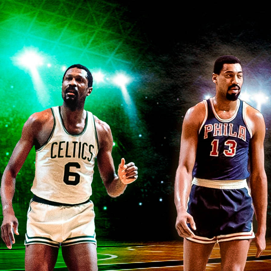 Bill Russell And Wilt Chamberlain Side By Side Wallpaper