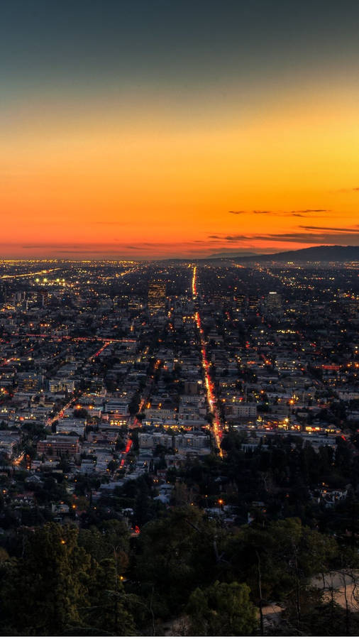 Bird's Eye View Los Angeles City Nighttime Wallpaper