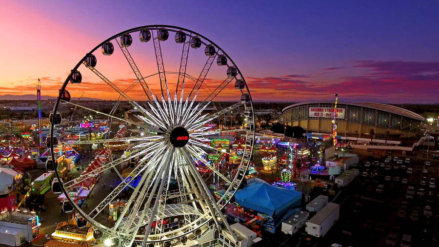 Bird’s-eye View Of Fair During Sunset Wallpaper