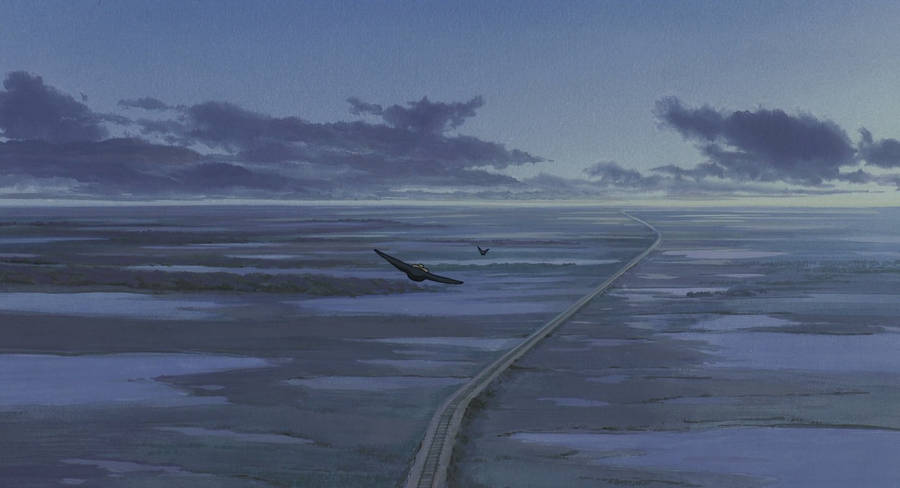 Birds Over Train Tracks Spirited Away Desktop Wallpaper