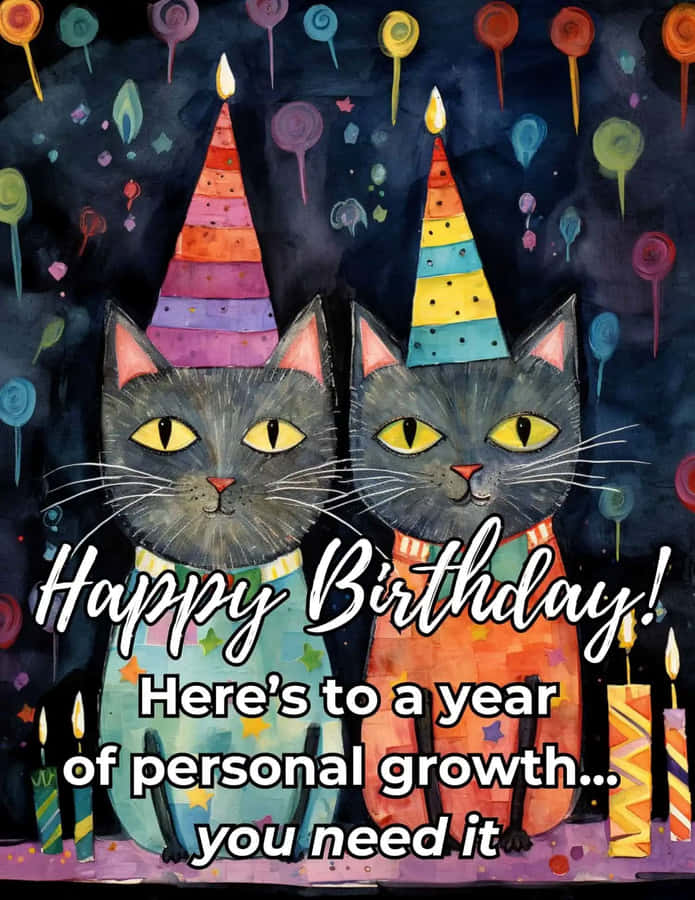 Birthday Cats Personal Growth Wish Wallpaper