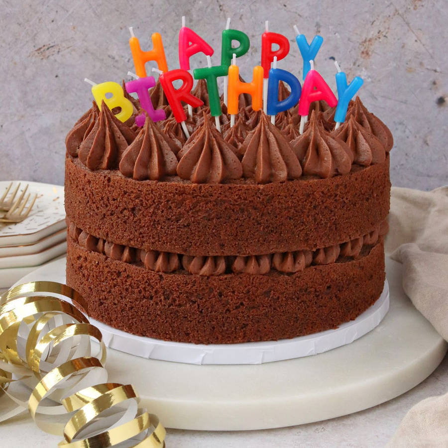 Birthday Chocolate Cake With Candles Wallpaper