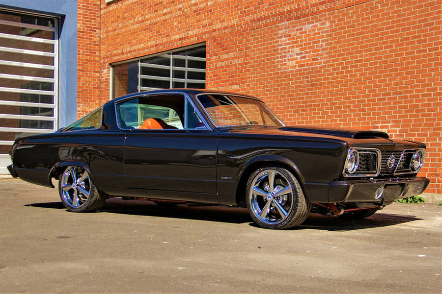 Black 1965 Plymouth Barracuda Bricks Wallpaper