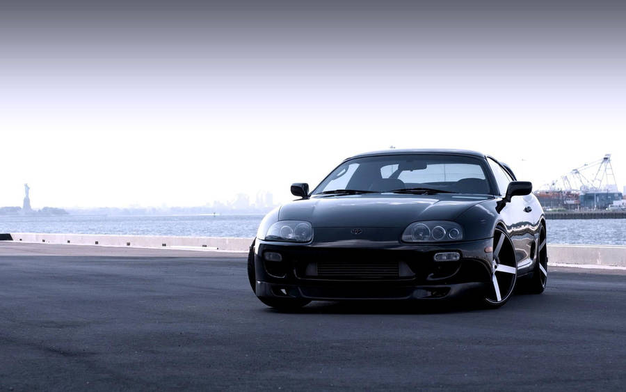 Black 1994 Toyota Supra Mk4 Front View Wallpaper