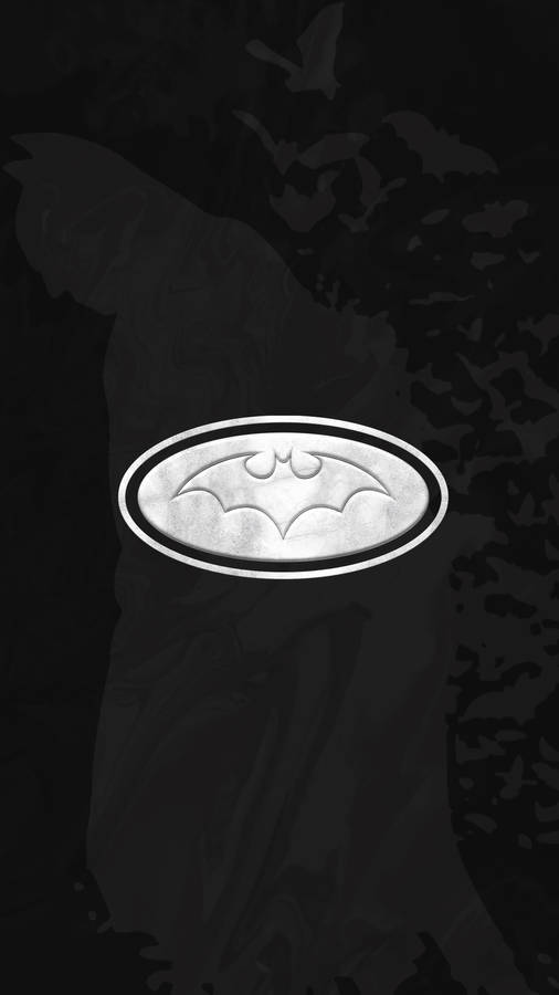 Black 4k Gotham Backdrop With White Batman Logo Wallpaper