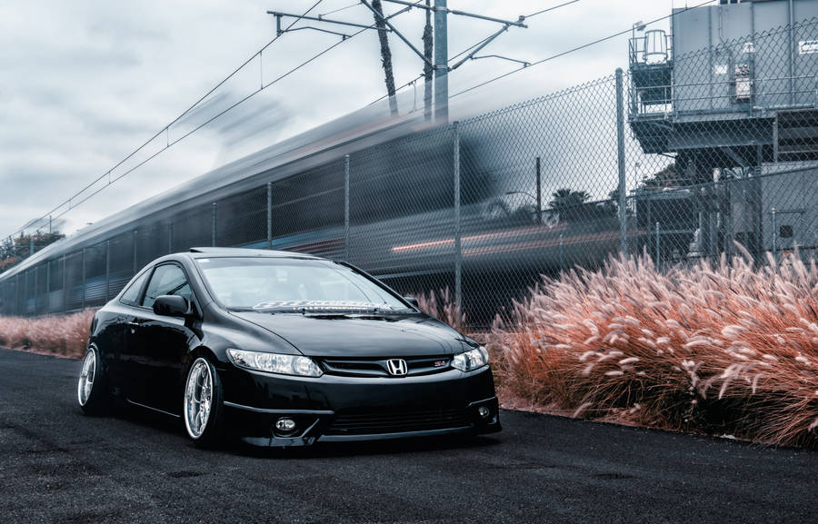 Black 4k Honda Civic Driving Wallpaper