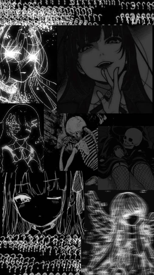 Black Aesthetic Anime Scary Creepy Girls Wallpaper