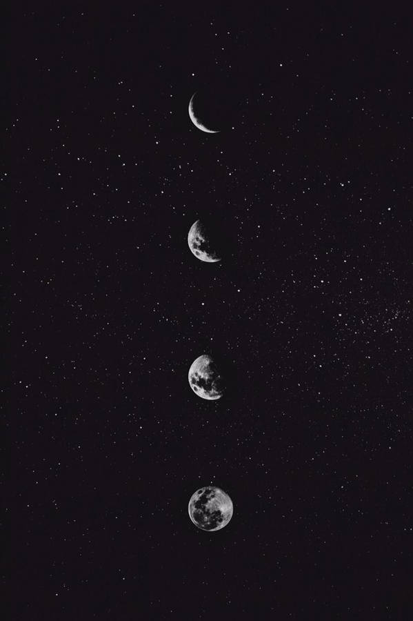 Black Aesthetic Phone Moon Phases In Sky Wallpaper