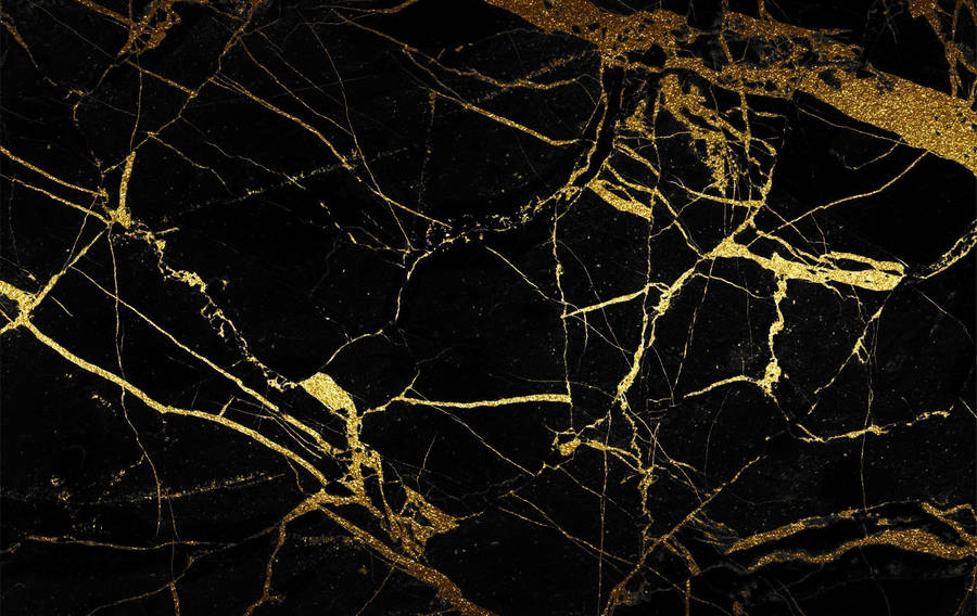 Black And Gold Marbled Pattern Wallpaper