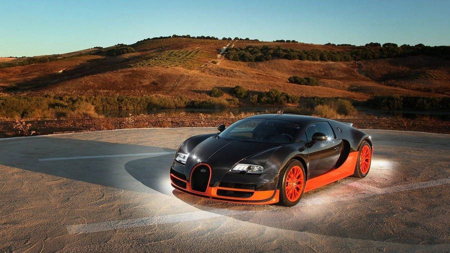 Black And Orange Bugatti Car Wallpaper