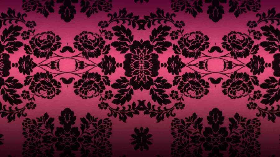 Black And Pink Aesthetic Damask Pattern Wallpaper