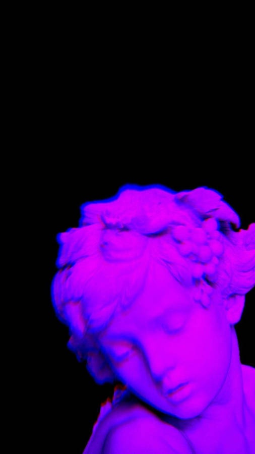 Black And Purple Aesthetic Statue Wallpaper