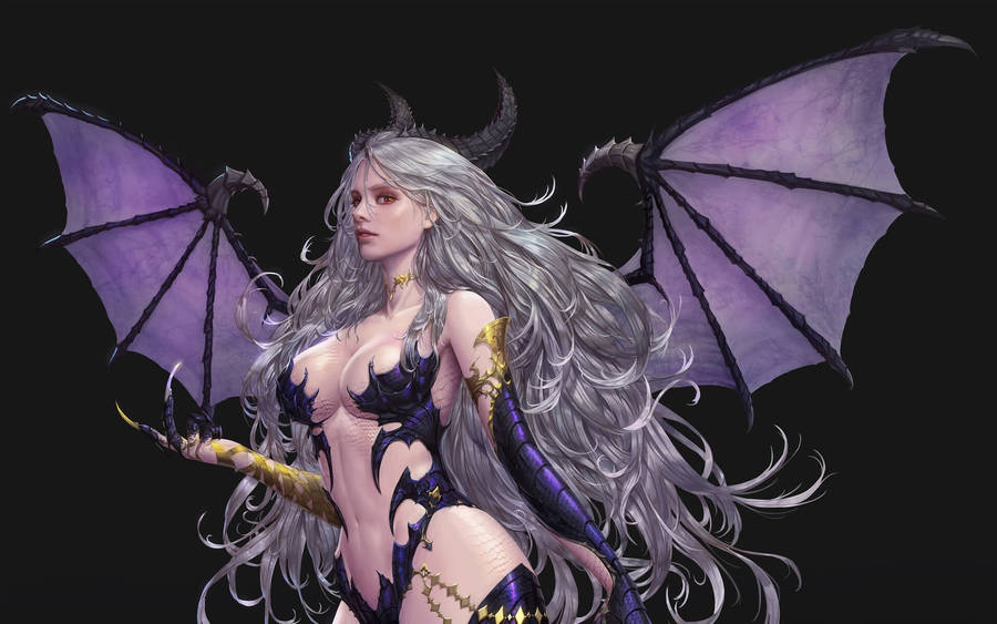 Black And Purple Aesthetic Succubus Wallpaper