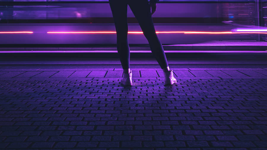 Black And Purple Aesthetic Walkway Wallpaper