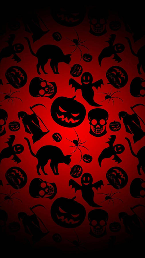 Black And Red Halloween Icons Wallpaper