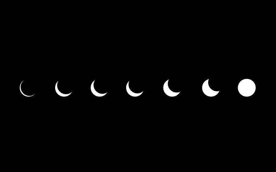 Black And White Aesthetic Moon Phases Wallpaper