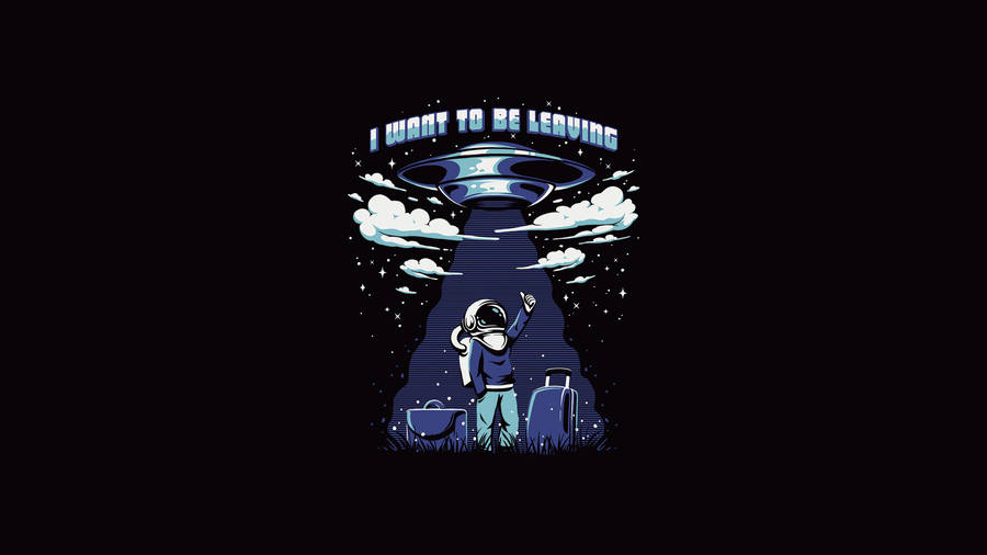 Black And White Astronaut Alien Spaceship Art Wallpaper