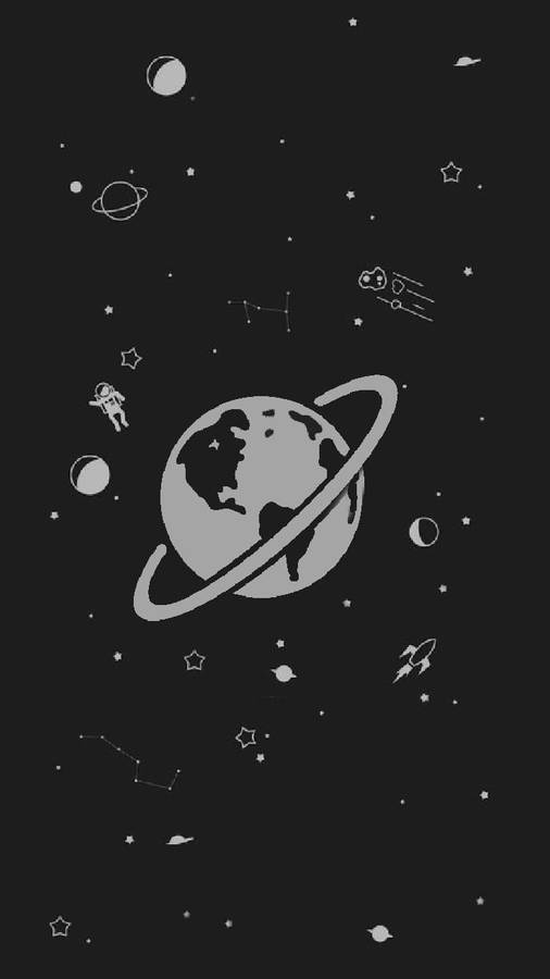 Black And White Cosmos Art Wallpaper