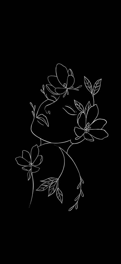 Black And White Flower Cute Art Wallpaper