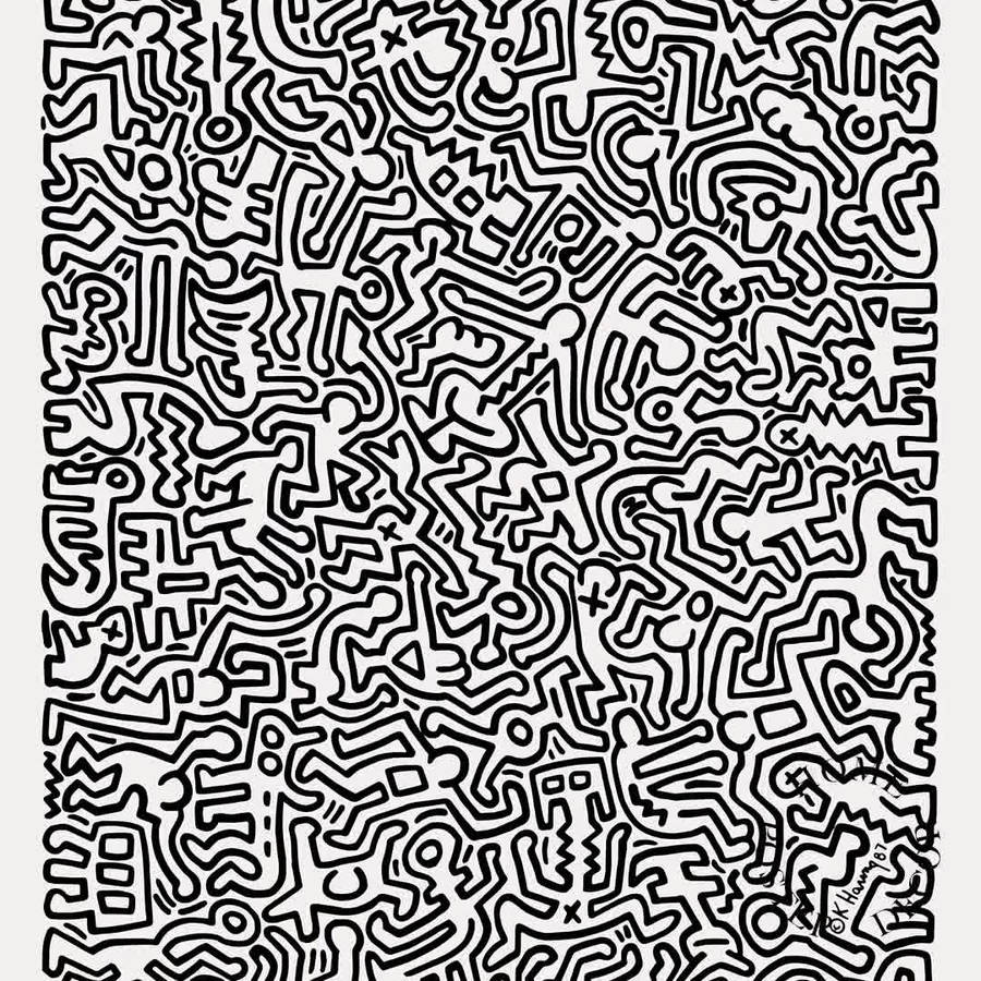 Black And White Graffiti Keith Haring Seamless Wallpaper