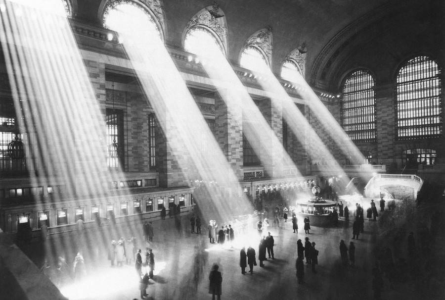 Black And White Grand Central Station Sunlight Wallpaper