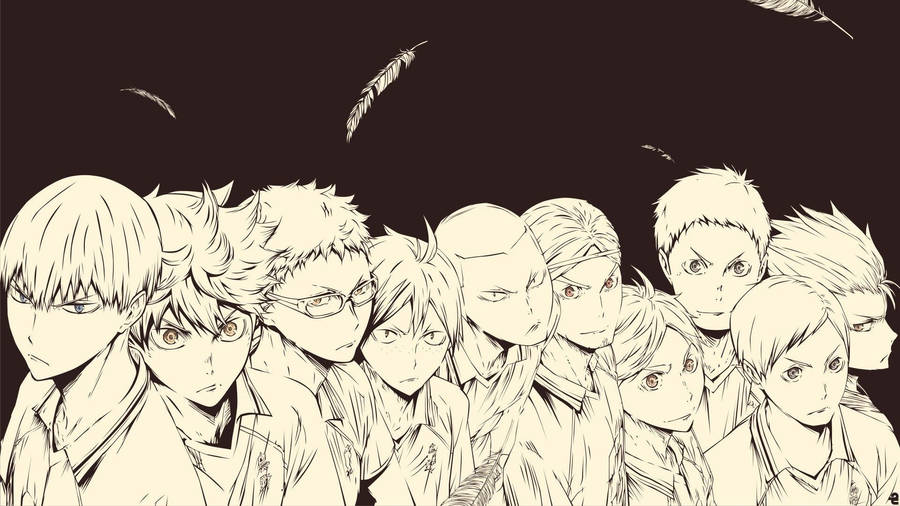 Black And White Haikyuu Desktop Wallpaper