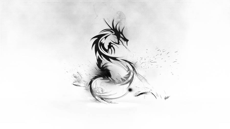 Black And White Hd Dragon Artwork Wallpaper