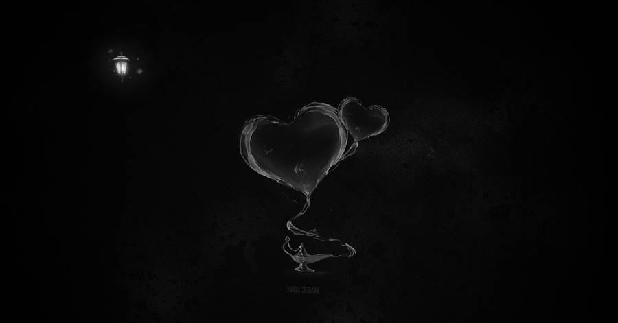 Black And White Heart Magic Lamp Wallpaper