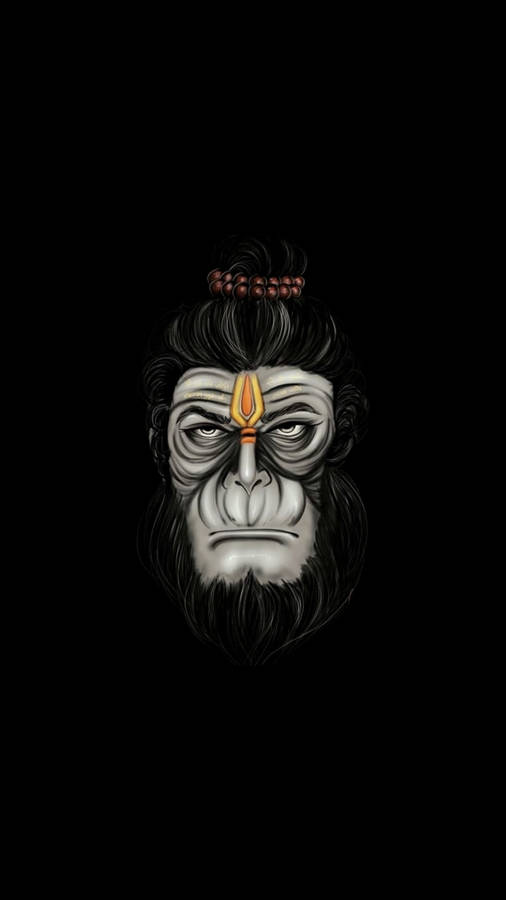 Black And White Hindu God Hanuman Phone Wallpaper