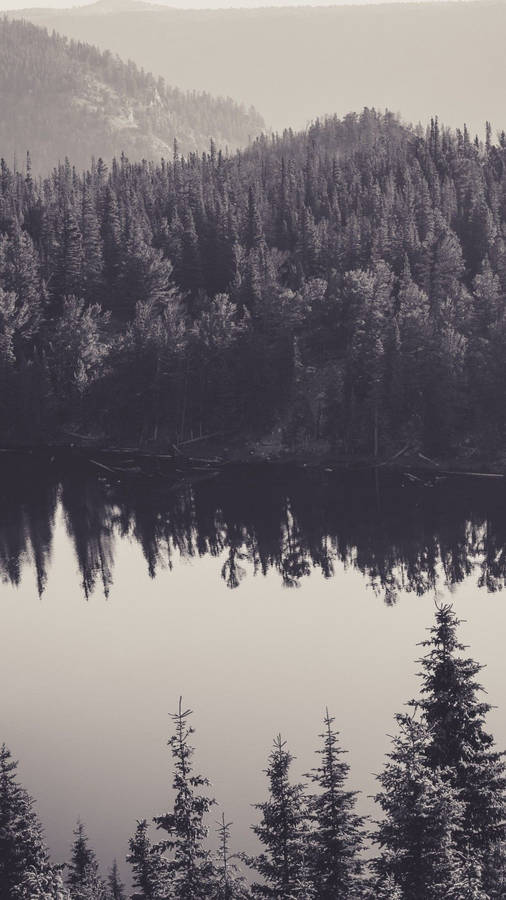 Black And White Iphone Canada Lake Wallpaper