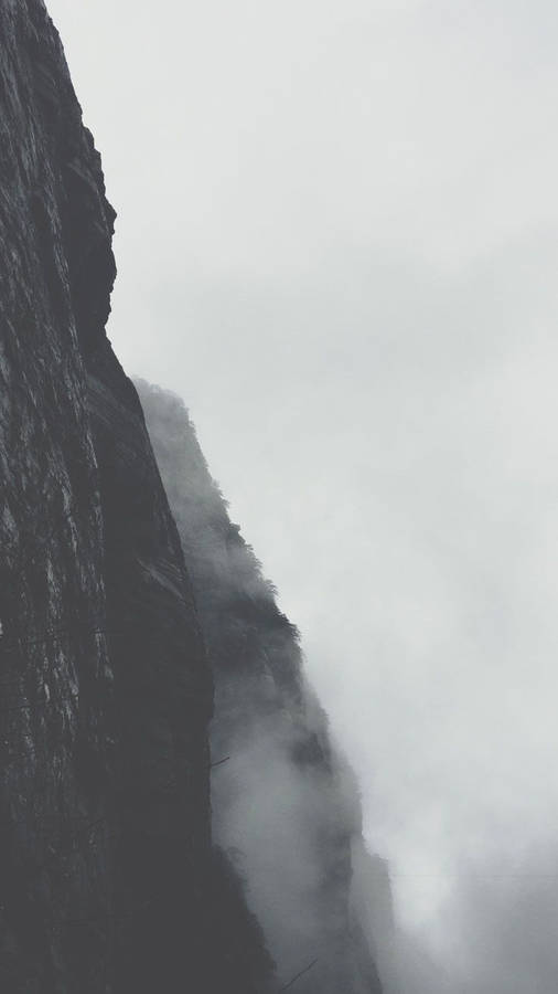 Black And White Iphone Mountain Cliff Wallpaper