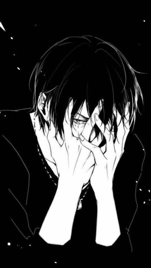 Black And White Irate Sad Boy Cartoon Wallpaper