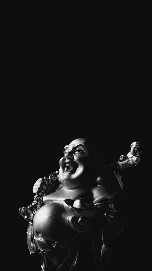 Black-and-white Laughing Buddha Wallpaper