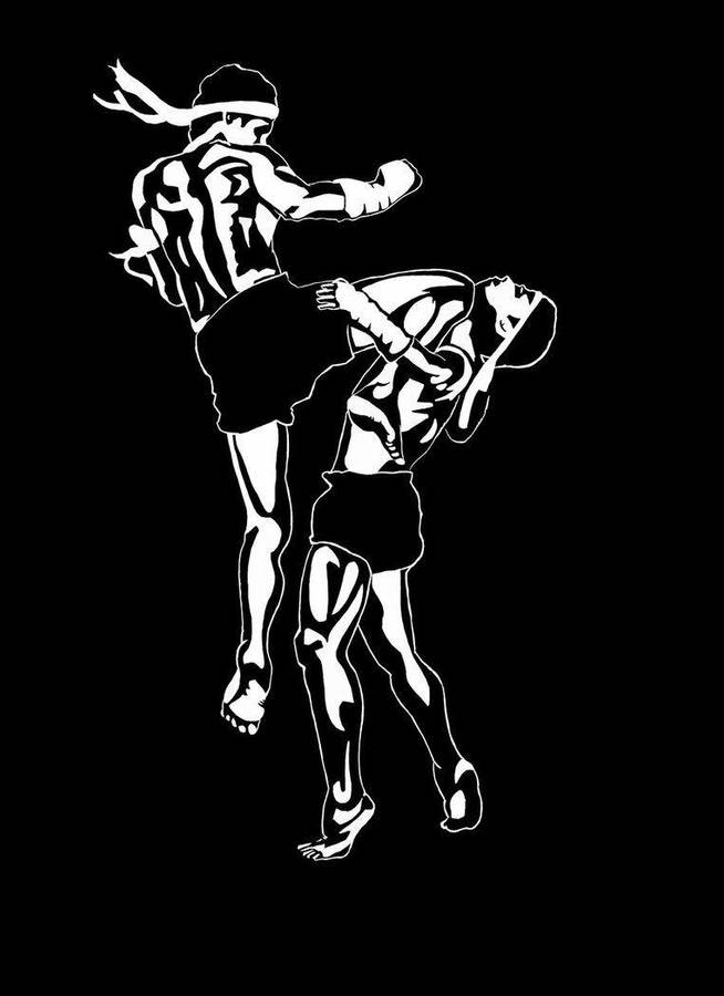 Black And White Muay Thai Cartoon Wallpaper