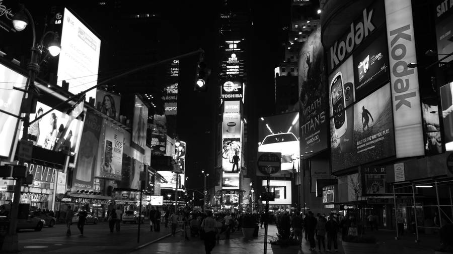 Black And White New York Time Square Wallpaper