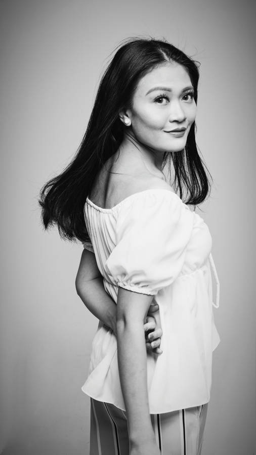 Black And White Portrait Of A Woman In White Wallpaper