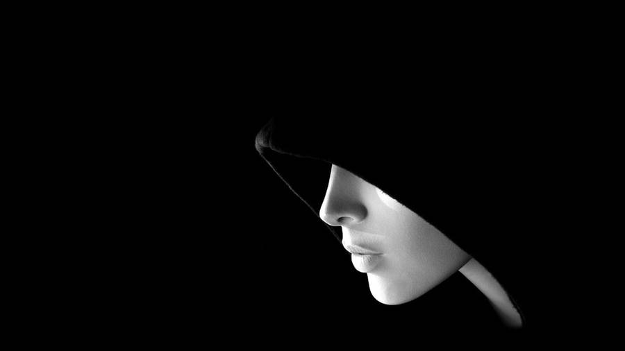 Black And White Scary Hoody Girl Wallpaper