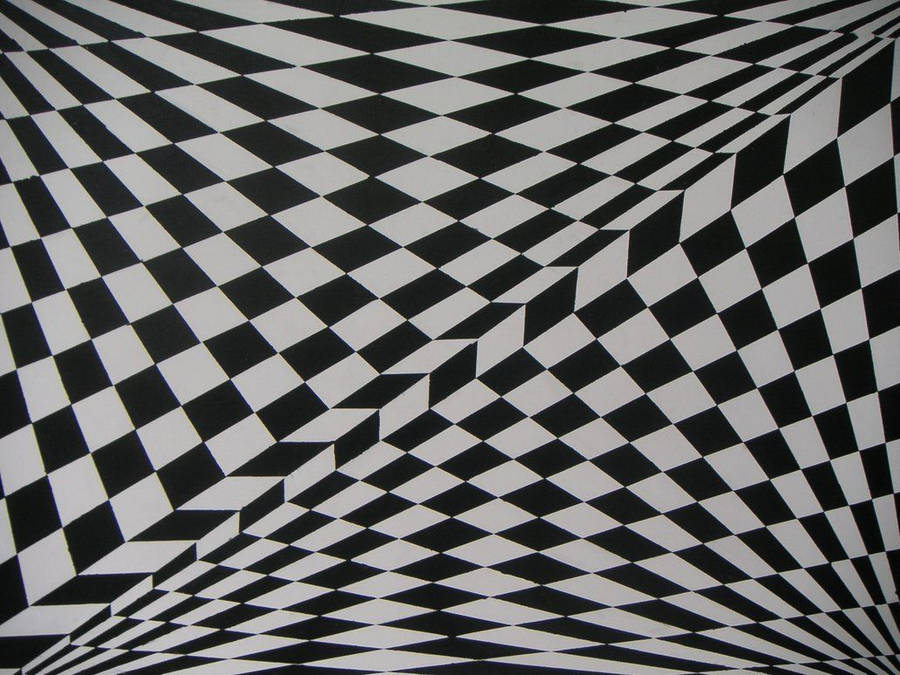 Black And White Squares Checkered Optical Illusion Wallpaper