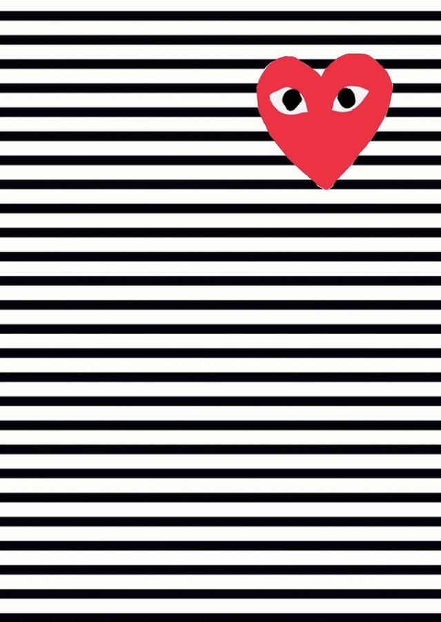 Black And White Stripes Cdg Logo Wallpaper