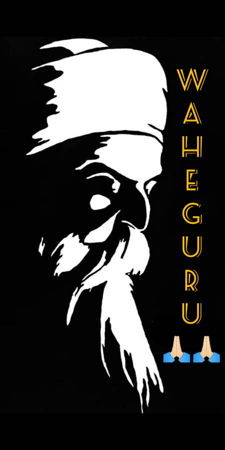 Black And White Waheguru Graphic Wallpaper