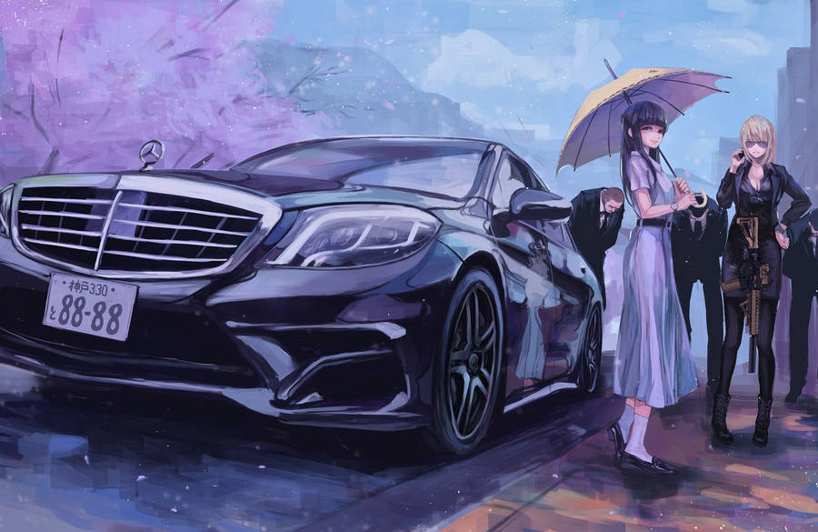 Black Anime Car Wallpaper