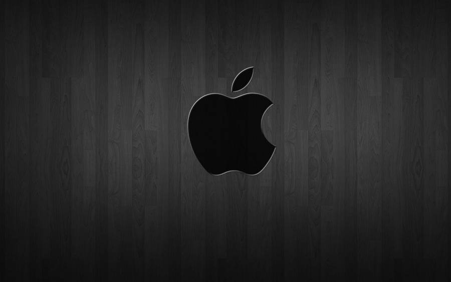 Black Apple Logo On Dark Wood Wallpaper